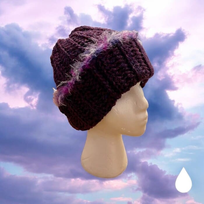 Purple Woolen Crocheted Hat - Image 3