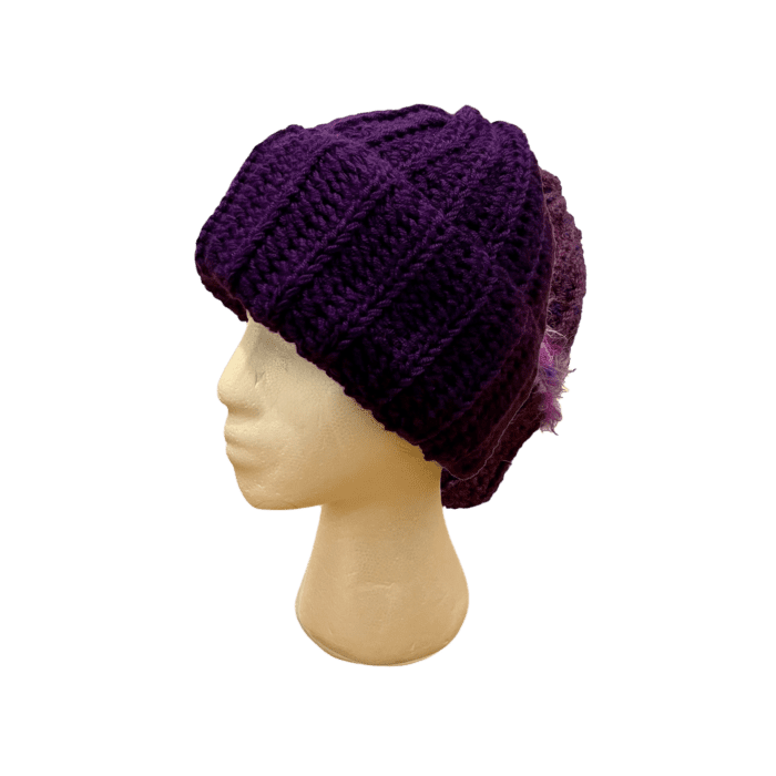 Purple Woolen Crocheted Hat - Image 2