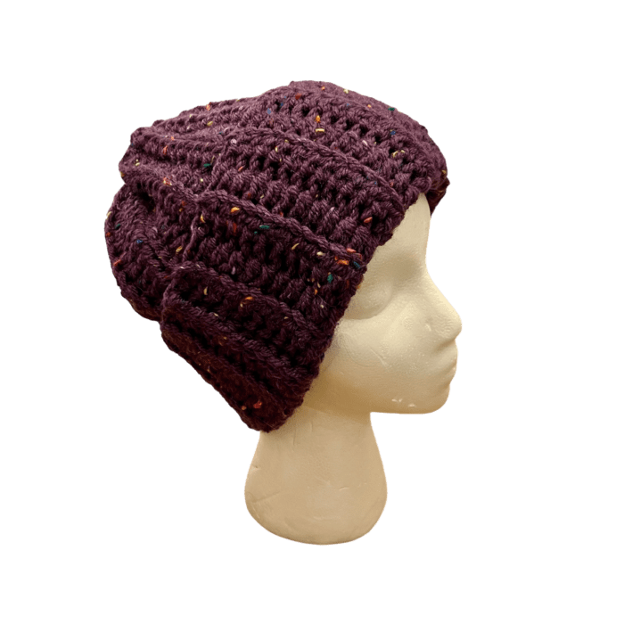 Purple Fleck Woolen Crocheted Hat - Image 2